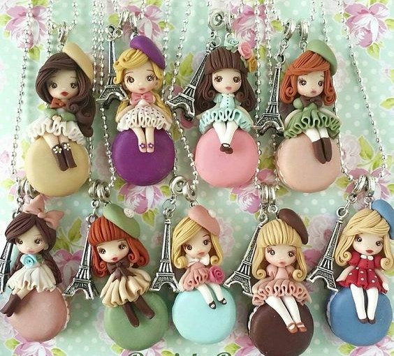 Polymer clay doll pendants