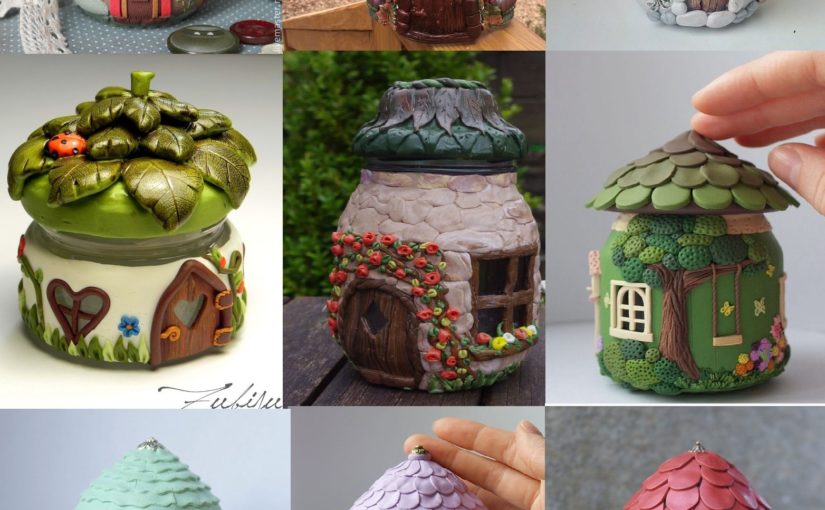 Polymer clay jar fairy house ideas