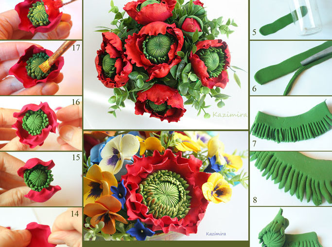 Polymer clay poppy flower tutorial