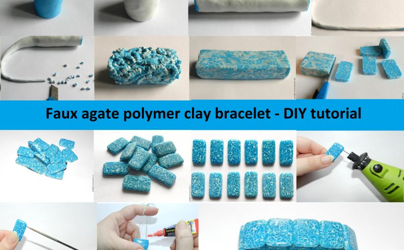 Faux agate polymer clay bracelet – DIY tutorial