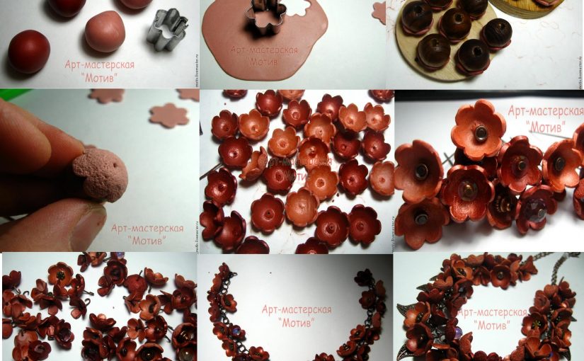 Polymer clay autumn flower necklace – DIY step by step tutorial