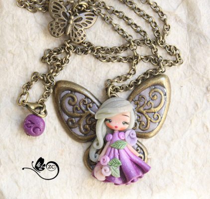 Cute polymer clay fairy necklace