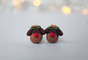 Polymer clay Christmas stud earrings