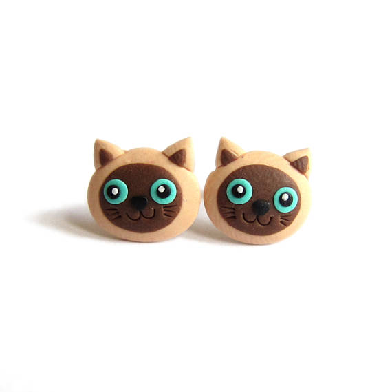 polymer clay cat earrings