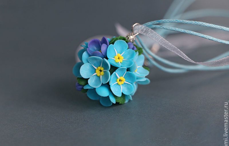 Polymer clay Forget me not jewelry