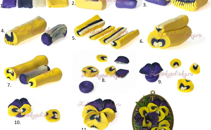 Polymer clay pansies tutorial – DIY step by step