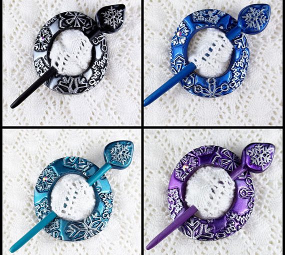 Polymer clay shawl pin hair accessories