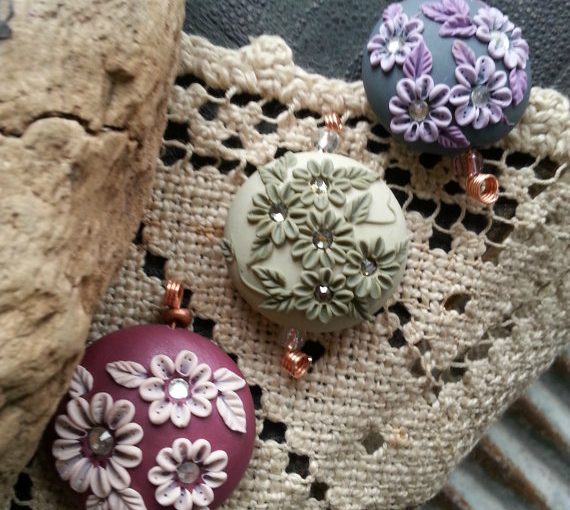 Polymer clay floral embroider beads