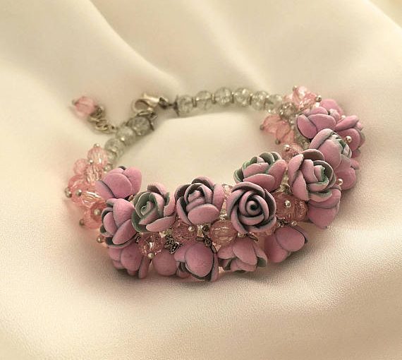 Pink polymer clay jewelry