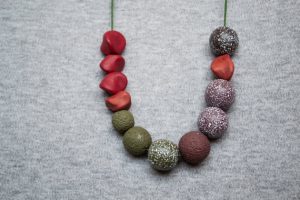 Polymer clay asymmetric beads necklace