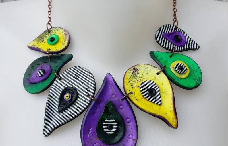 Colorful polymer clay necklace