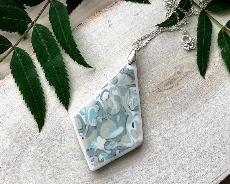Polymer Clay Pendant in Pretty Pastel Shades - Polymer Clay Jewellery