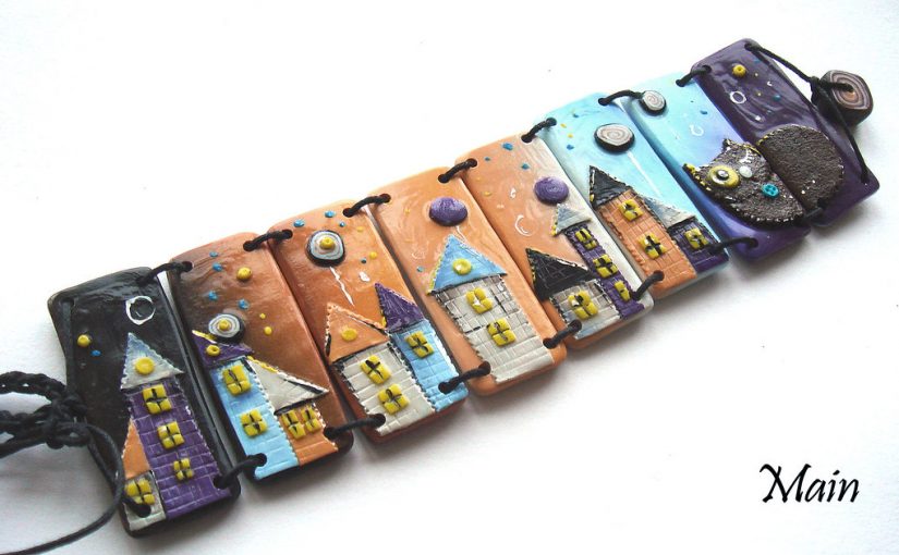 Polymer clay bracelets with a story