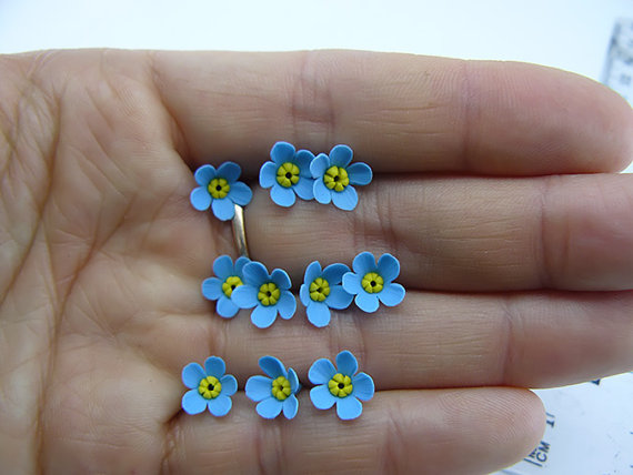  Blue forget-me-not flower beads