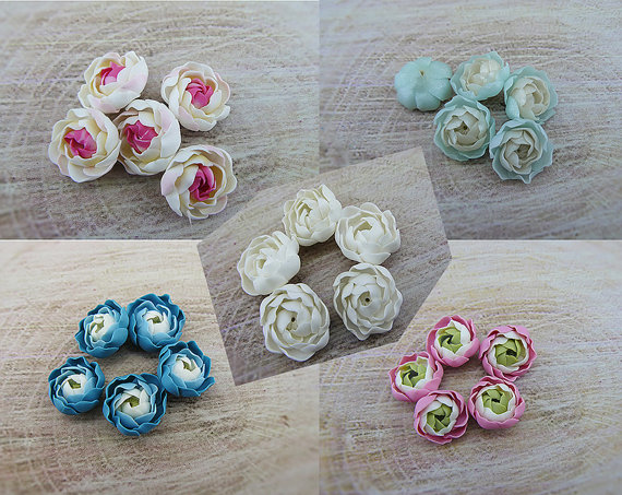 Polymer clay ranunculus flower beads